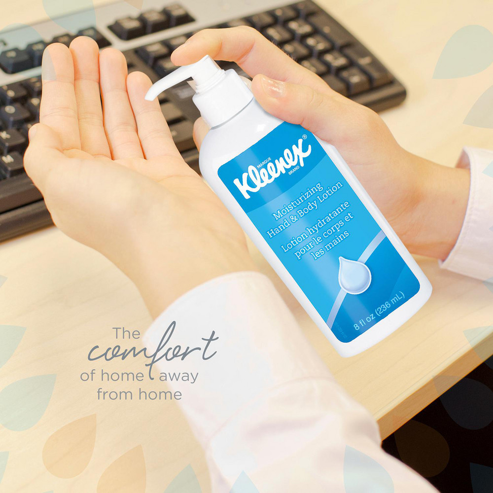 Kleenex Moisturizing Hand and Body Lotion, 8 oz. Pump Bottles, White, Fresh Scent, NSF E-4 Rated - 35363