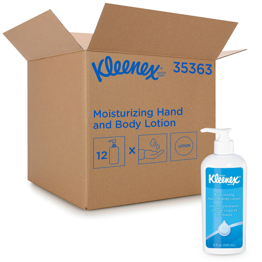 Kleenex Moisturizing Hand and Body Lotion, 8 oz. Pump Bottles, White, Fresh Scent, NSF E-4 Rated - 35363