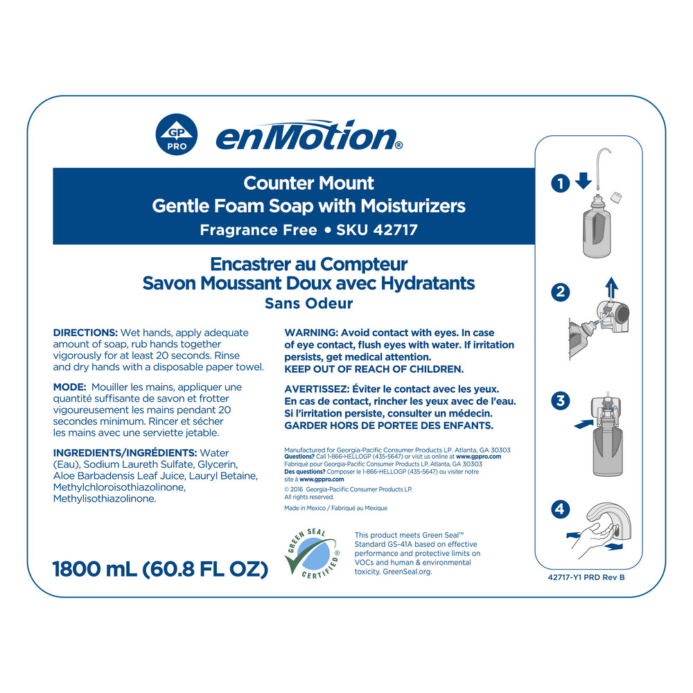 Georgia Pacific Enmotion Counter Mount Soap Dispenser Refills, Dye And Fragrance Free - 42717