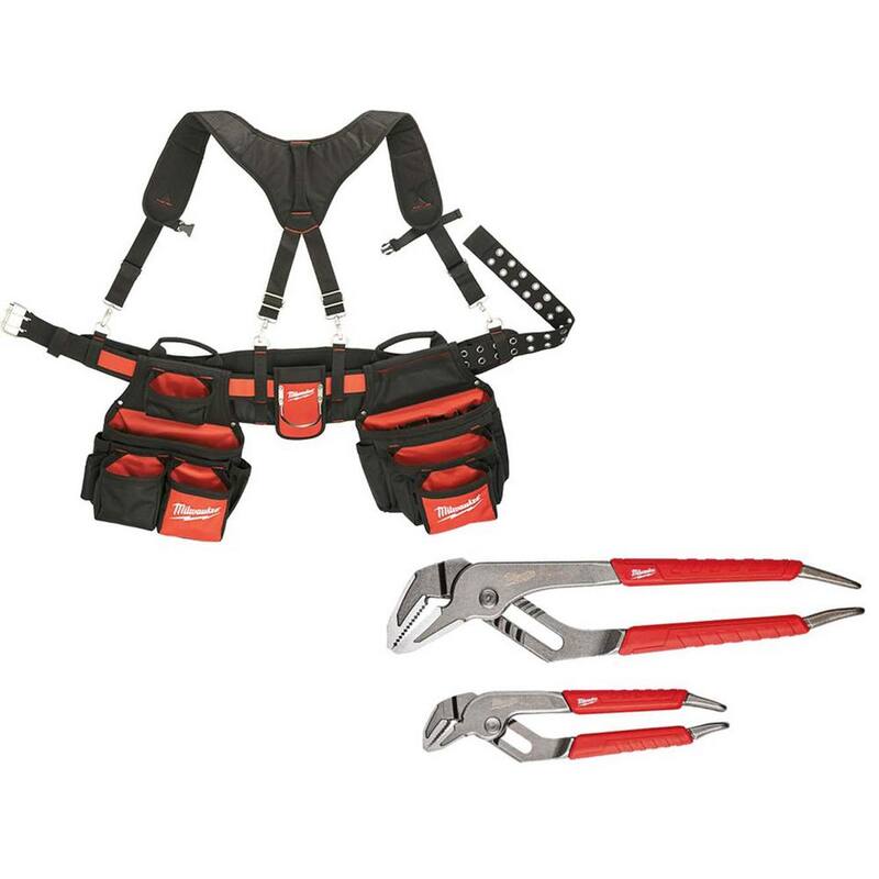 Milwaukee Contractors Work Belt with Rig with 6 in. and 10 in. Straight-Jaw Pliers Set (2-Piece) - 48-22-8120-48-22-6330