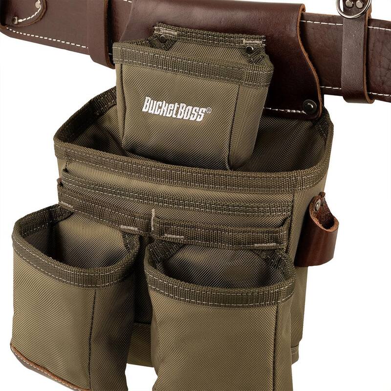 BUCKET BOSS 2-Bag Hybrid Suspension Rig Work Tool Belt with Suspenders in Green - 55505-GR