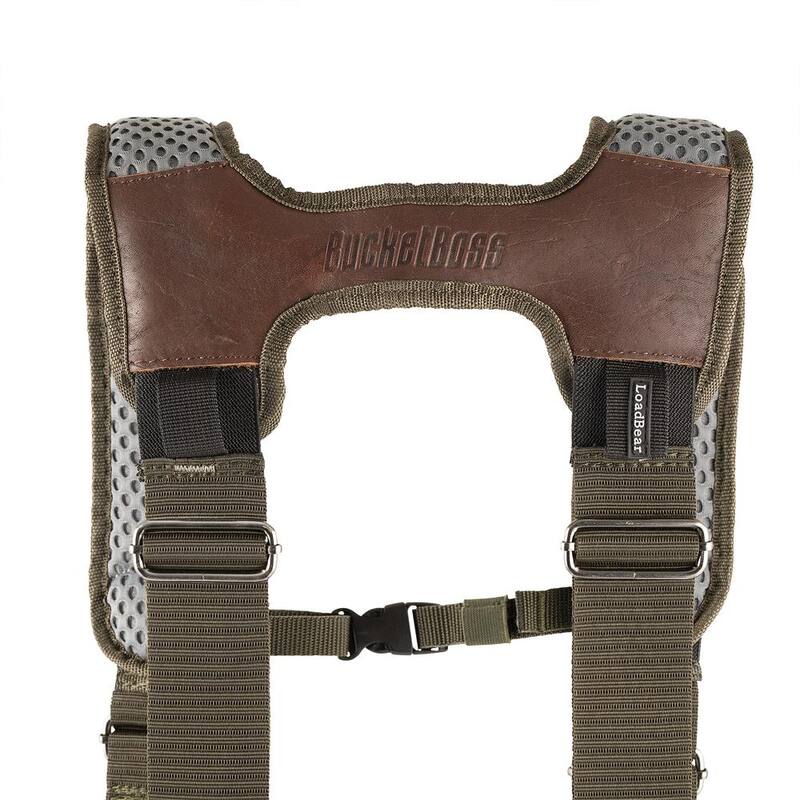 BUCKET BOSS 2-Bag Hybrid Suspension Rig Work Tool Belt with Suspenders in Green - 55505-GR