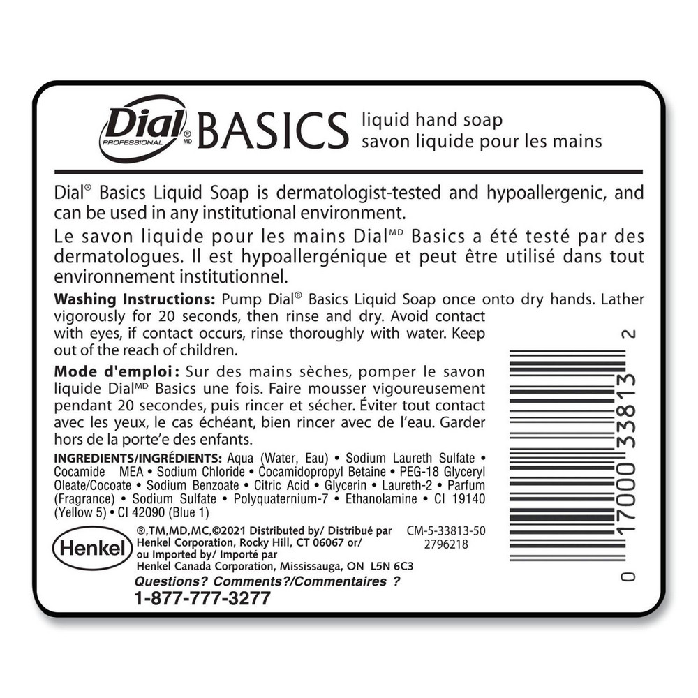 Dial Basics MP Free Liquid Hand Soap, Unscented, 16 oz, 12/Carton - DIA33815