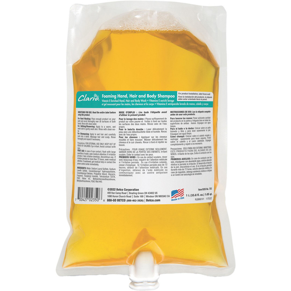 Betco Hand Cleaners & Soaps: Hand Cleaner, Fresh, Bag, 1000 mL - BET7532900