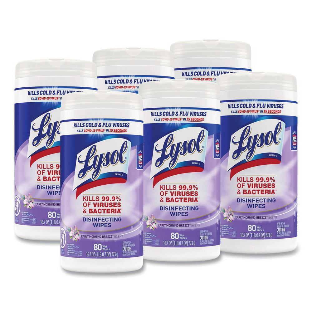 Lysol SKILCRAFT Lysol Disinfecting Wipes, 1-Ply, 7 x 7.25, Lemon-Lime, White, 80 Wipes/Canister, 6 Canisters/Carton - NSN7010407