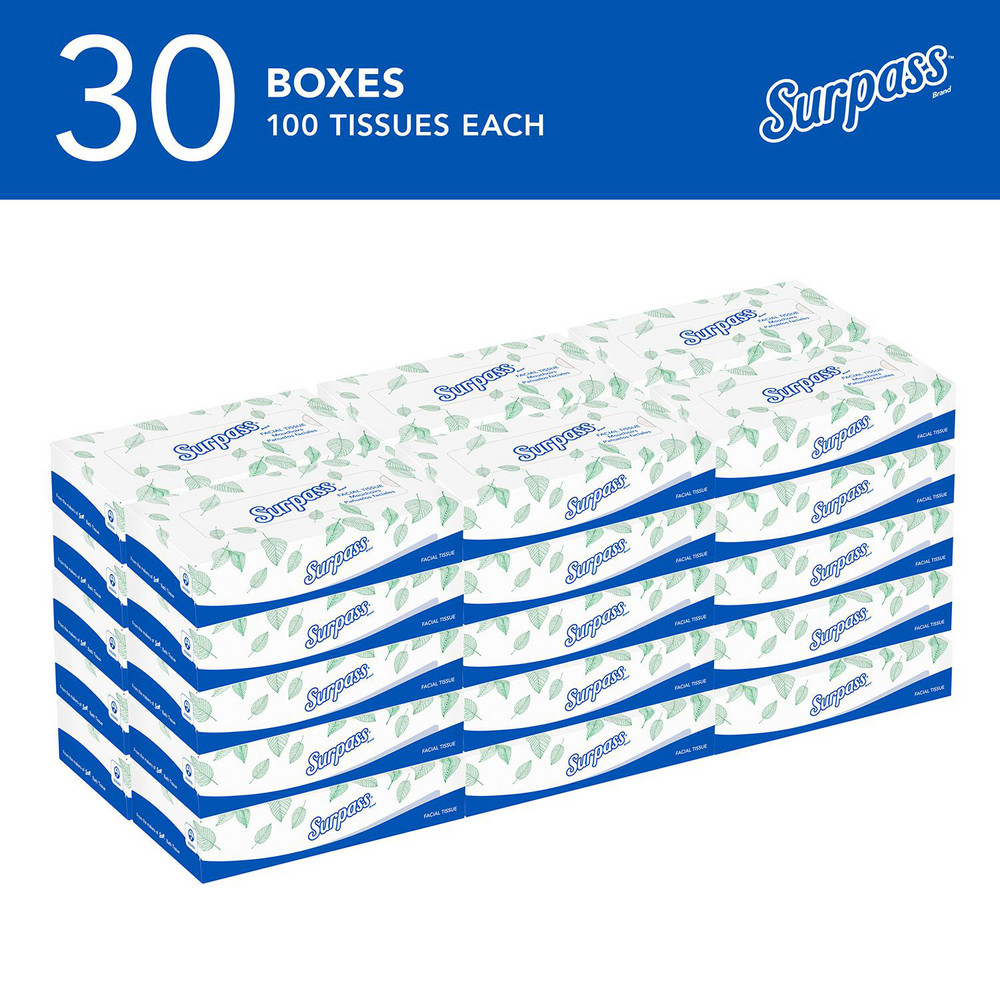 Surpass Surpass® Facial Tissue (21340), 2-Ply, White, Ecologo, Flat Facial Tissue Boxes for Business - 21340