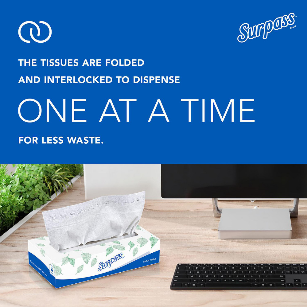 Surpass Surpass® Facial Tissue (21340), 2-Ply, White, Ecologo, Flat Facial Tissue Boxes for Business - 21340