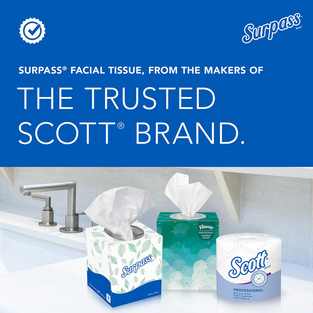 Surpass Surpass® Facial Tissue (21340), 2-Ply, White, Ecologo, Flat Facial Tissue Boxes for Business - 21340