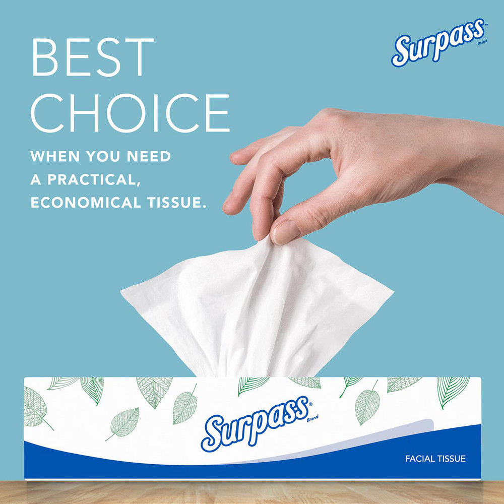 Surpass Surpass® Facial Tissue (21340), 2-Ply, White, Ecologo, Flat Facial Tissue Boxes for Business - 21340