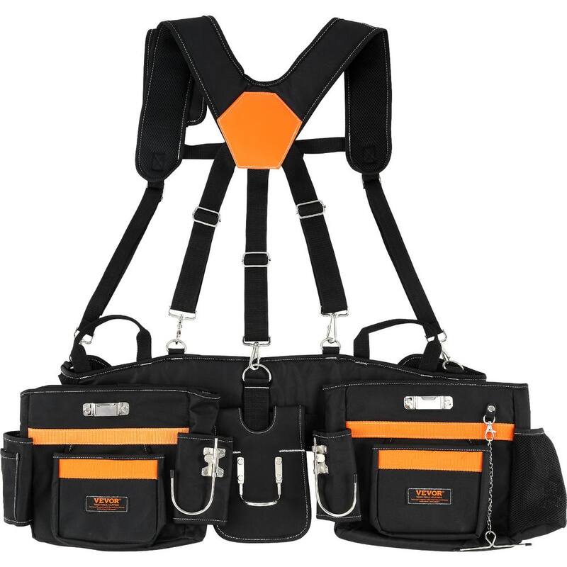 VEVOR Tool Belt with Suspenders 29-Pockets 600D Polyester Heavy-Duty Carpenter Tool Pouch with 29-54 in. Adjustable Waist Size - GJDDDLCGK000ZUFP8V0
