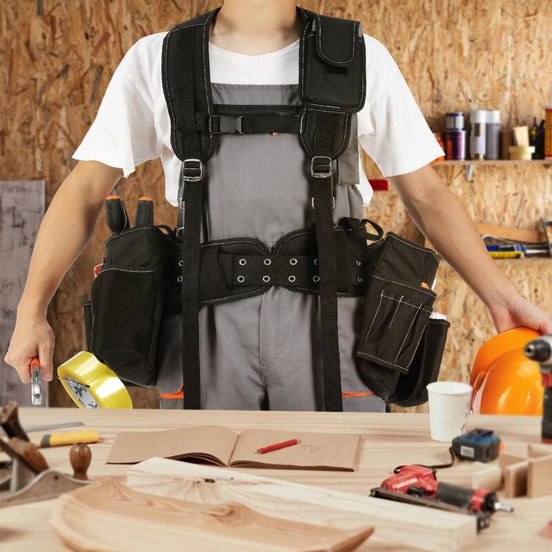 VEVOR Tool Belt with Suspenders 29-Pockets 600D Polyester Heavy-Duty Carpenter Tool Pouch with 29-54 in. Adjustable Waist Size - GJDDDLCGK000ZUFP8V0