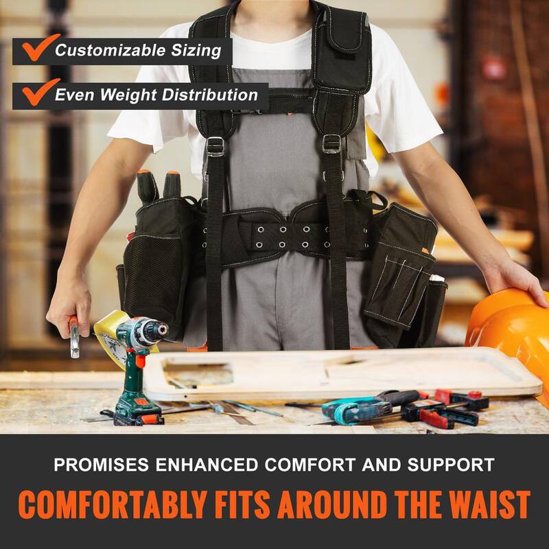 VEVOR Tool Belt with Suspenders 29-Pockets 600D Polyester Heavy-Duty Carpenter Tool Pouch with 29-54 in. Adjustable Waist Size - GJDDDLCGK000ZUFP8V0