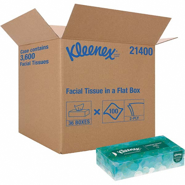 Kleenex Facial Tissue: Flat Box, No, 100, White - 6001199/6001199