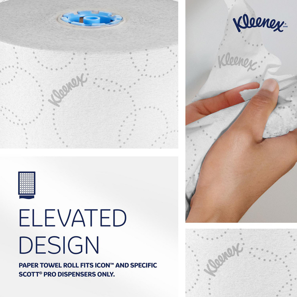 Kleenex Hard Roll Paper Towels, 2-Ply, with Elevated Design & Premium Absorbency Pockets, for Blue Core Dispensers, White - 54471