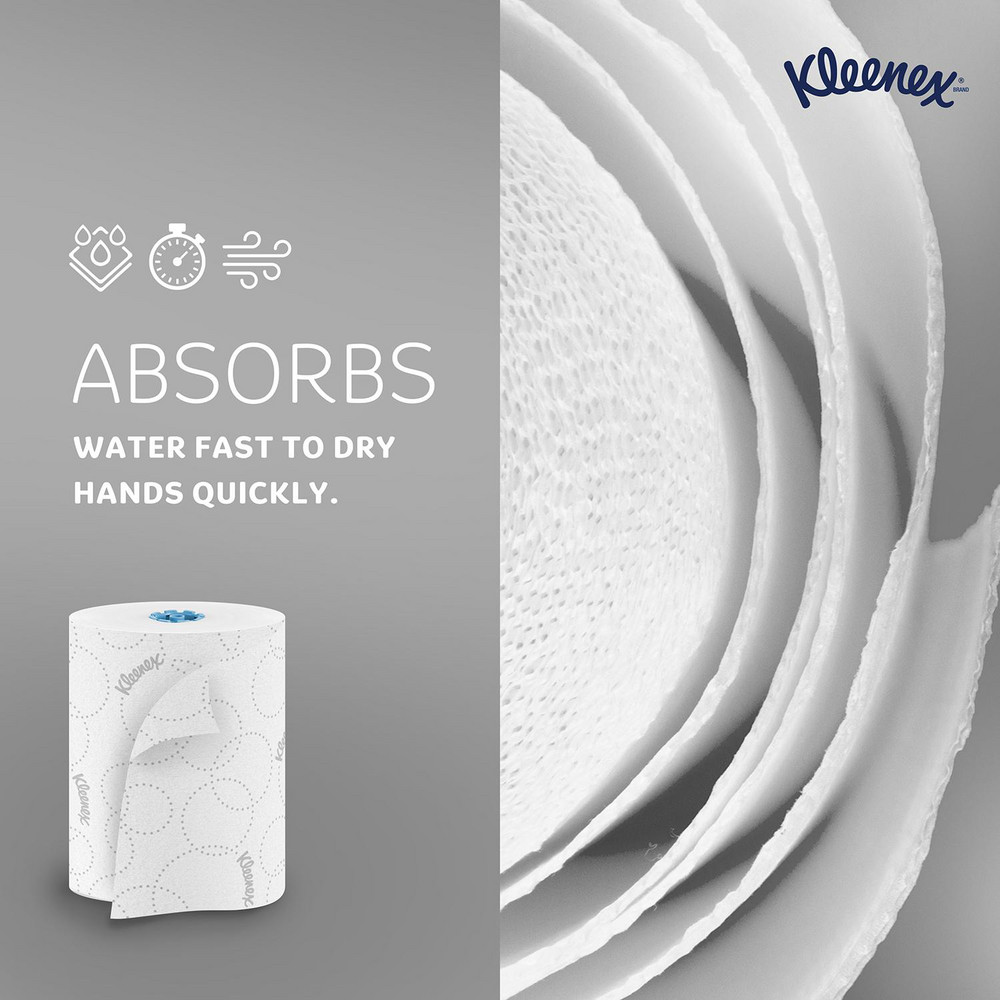 Kleenex Hard Roll Paper Towels, 2-Ply, with Elevated Design & Premium Absorbency Pockets, for Blue Core Dispensers, White - 54471