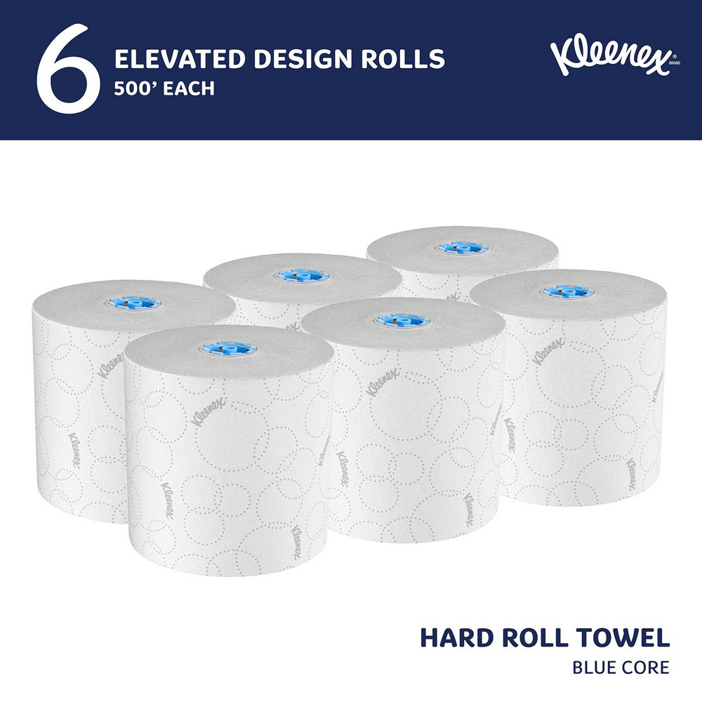 Kleenex Hard Roll Paper Towels, 2-Ply, with Elevated Design & Premium Absorbency Pockets, for Blue Core Dispensers, White - 54471