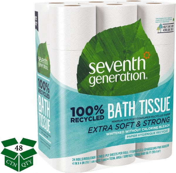 Seventh Generation Bathroom Tissue: Standard Roll, Recycled Fiber, 2-Ply, White - SEV13738CT