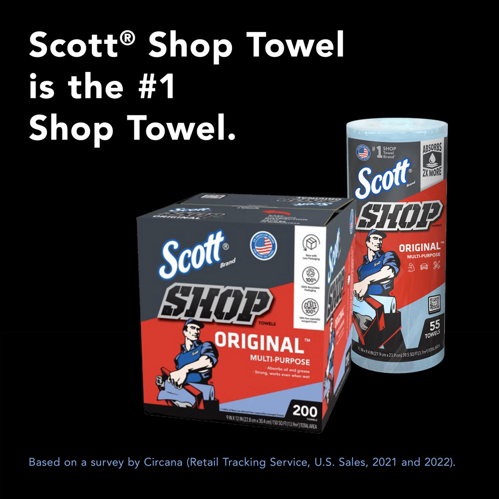 Scott Shop Towels Original, Original Blue Shop Towels, 9.4"x11" sheets - 75147