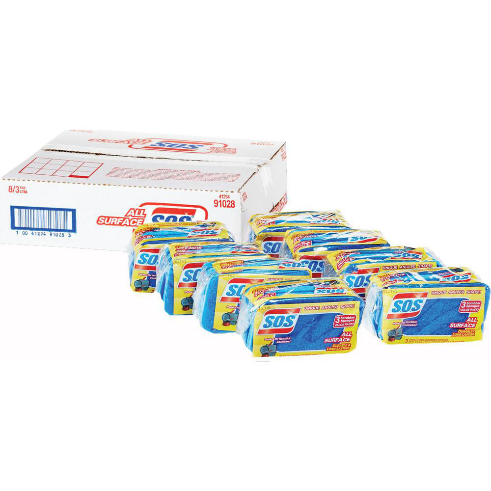 AbilityOne Pack of (12), 4-5/8" Long x 3" Wide x 3/4" Thick Sponges - 7920014632978