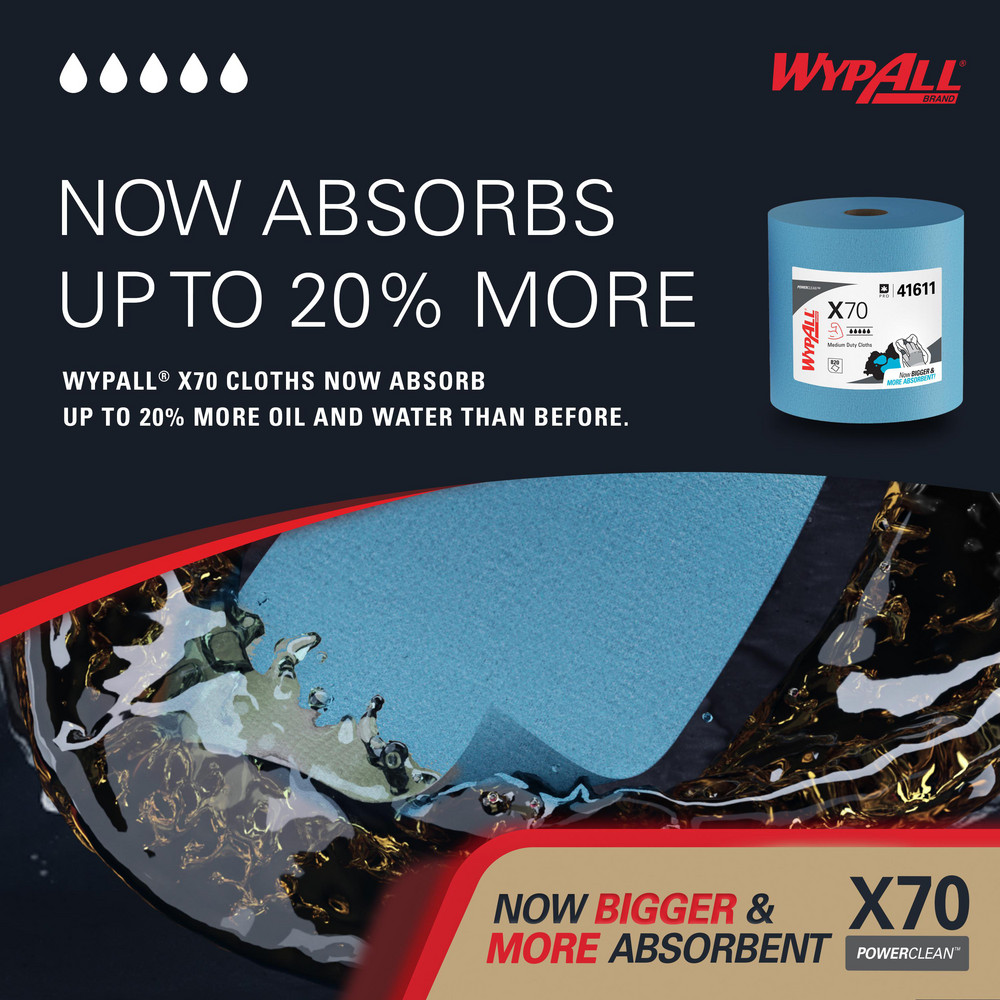 WypAll X70   Shop Towel/Industrial Wipes: Dry, 820 Ct - 41611