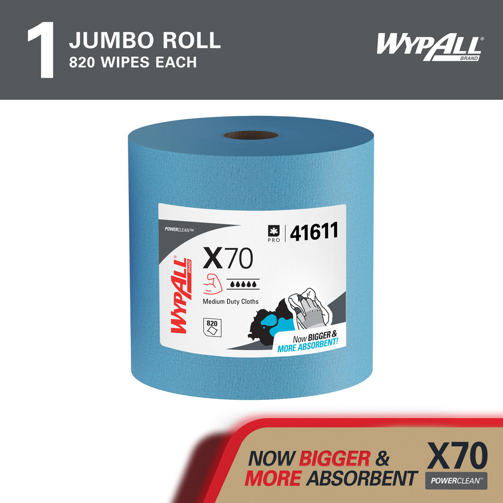 WypAll X70   Shop Towel/Industrial Wipes: Dry, 820 Ct - 41611