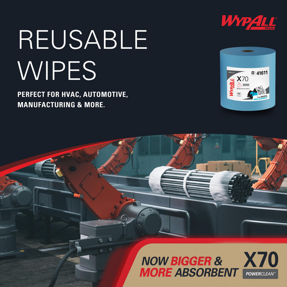 WypAll X70   Shop Towel/Industrial Wipes: Dry, 820 Ct - 41611