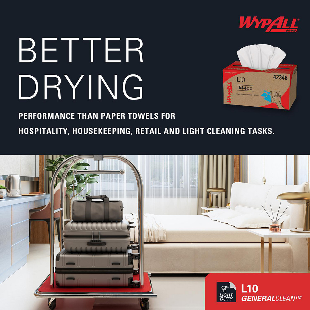 WypAll WypAll L10 Disposable Towels (42346), Limited Use/Lightweight, 1-ply, Pop-Up Box, White - 42346