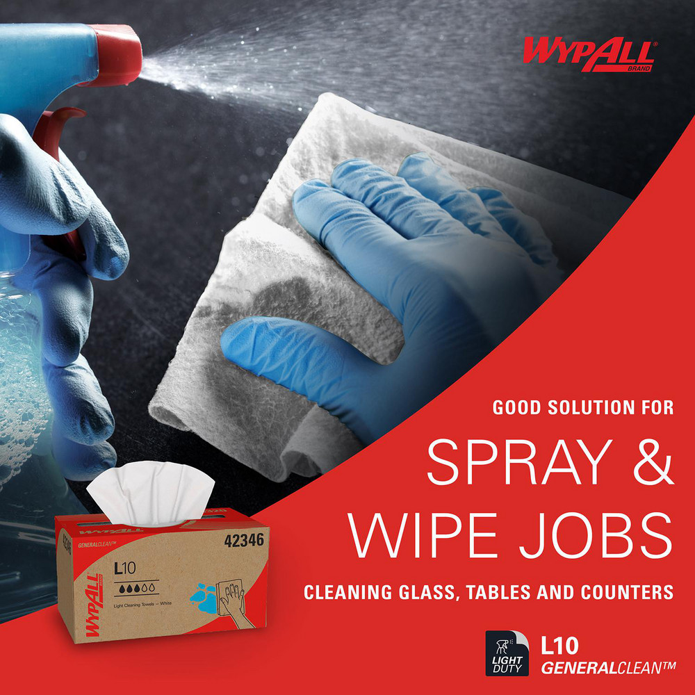 WypAll WypAll L10 Disposable Towels (42346), Limited Use/Lightweight, 1-ply, Pop-Up Box, White - 42346