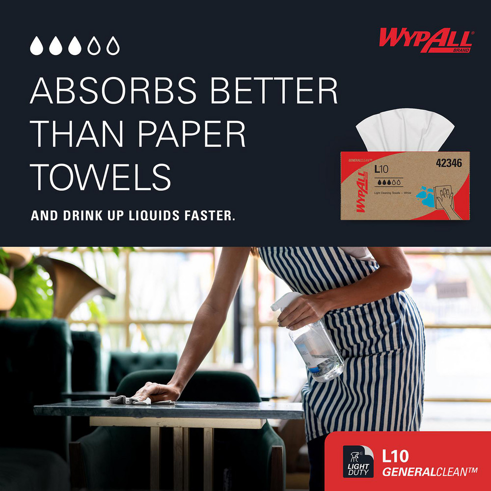 WypAll WypAll L10 Disposable Towels (42346), Limited Use/Lightweight, 1-ply, Pop-Up Box, White - 42346