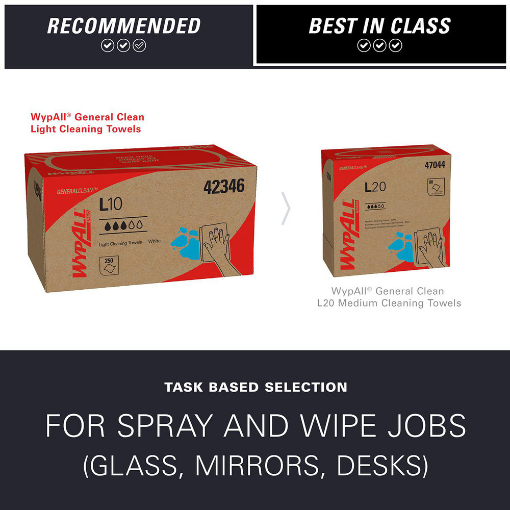 WypAll WypAll L10 Disposable Towels (42346), Limited Use/Lightweight, 1-ply, Pop-Up Box, White - 42346