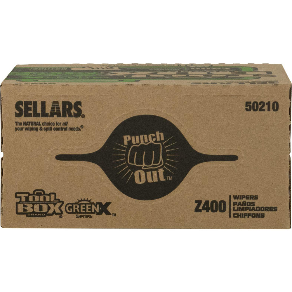Sellars TOOLBOX Z400 GREENX Wipers: Dry, 100 Sheets/Box, Pop-Up Box, 16.5" x 8.5", Natural - 50210