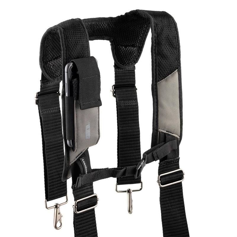 BUCKET BOSS 3-Bag Mullet Buster Adjustable Tool Belt Tool Storage Suspension Rig with Suspenders and 29-Pockets in Grey - 55135