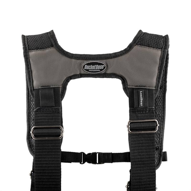 BUCKET BOSS 3-Bag Mullet Buster Adjustable Tool Belt Tool Storage Suspension Rig with Suspenders and 29-Pockets in Grey - 55135