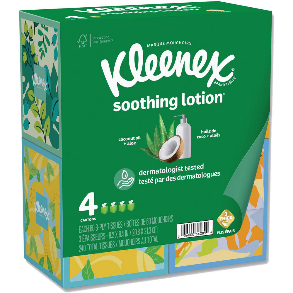 Kleenex Lotion Facial Tissue, 3-Ply, White, 60 Sheets/Box, 4 Boxes/Pack, 8 Packs/Carton - KCM54289