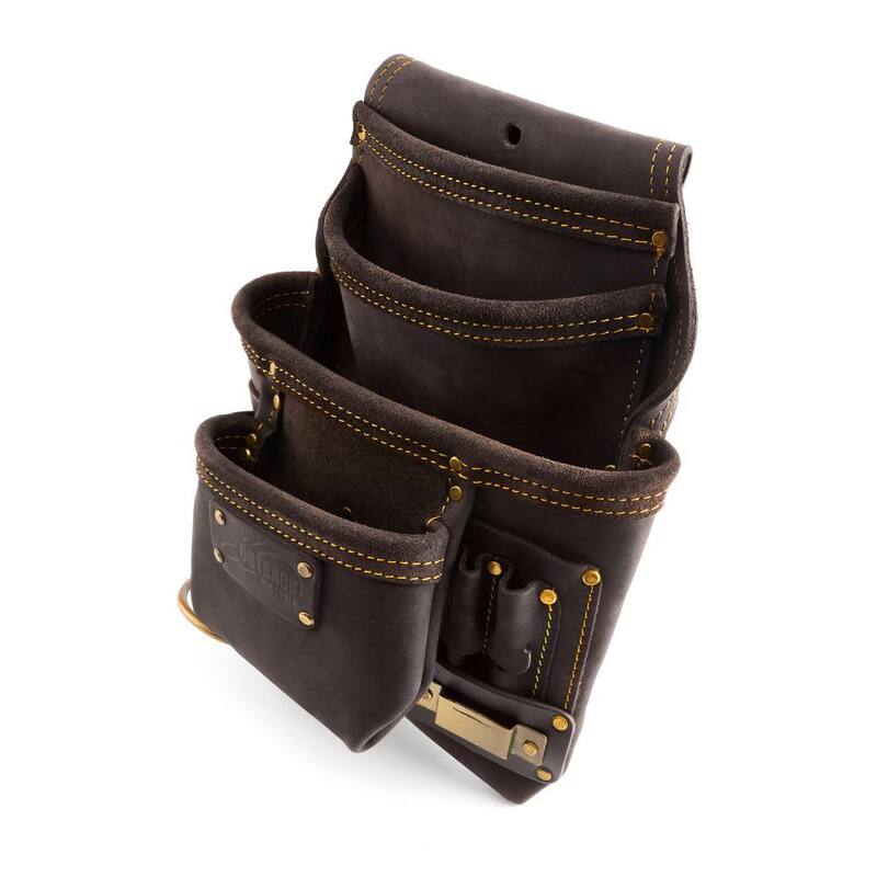 OX TOOLS Brown Oil Tanned Leather 10-Pocket Nail and Tool Pouch - OX-P263701