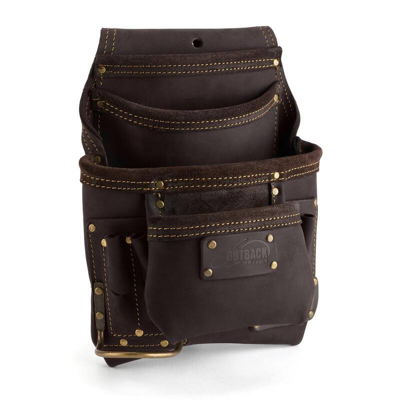 OX TOOLS Brown Oil Tanned Leather 10-Pocket Nail and Tool Pouch - OX-P263701