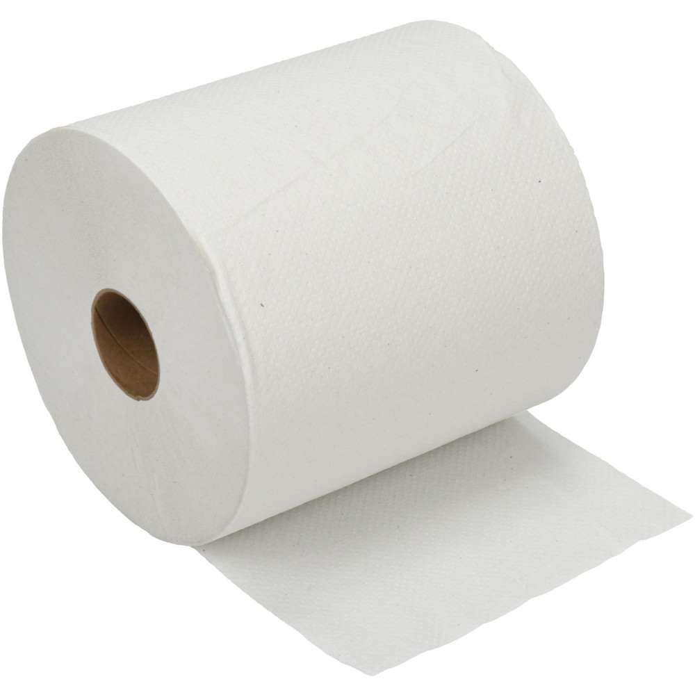 PRO-SOURCE Paper Towels: Hard Roll, 6 Rolls, 1 Ply, Recycled Fiber, White - 68995554
