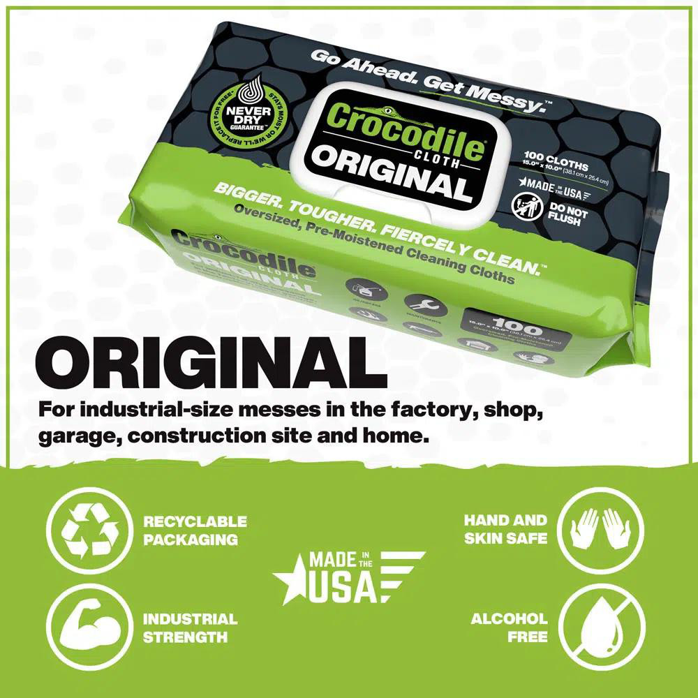 Crocodile Cloth Crocodile Cloth   Cleaning Wipes: Pre-Moistened, 100 Ct - 6920