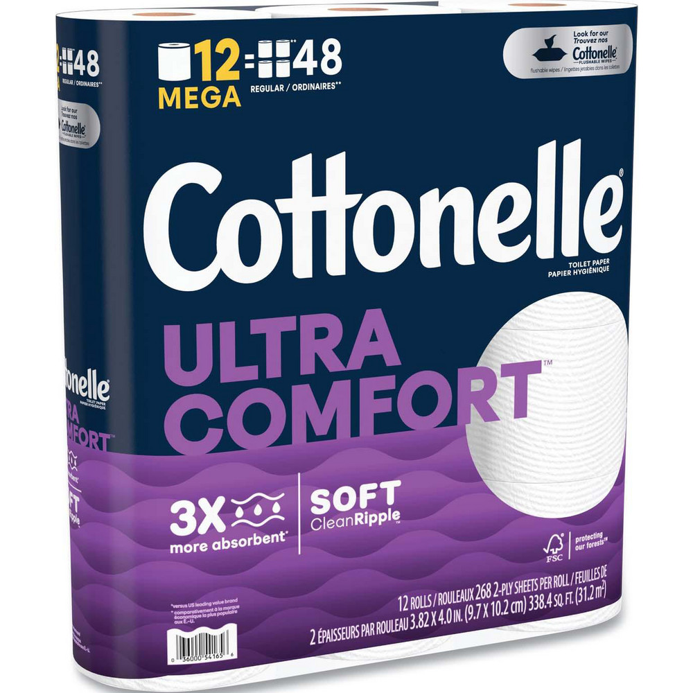 Cottonelle Ultra ComfortCare Toilet Paper, Soft Tissue, Mega Rolls, Septic Safe, 2-Ply, White, 284 Sheets/Roll, 12 Rolls/Pack, 4 Packs/Carton - KCM55494