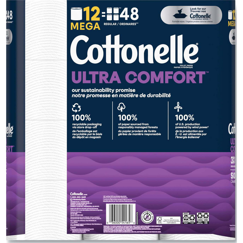 Cottonelle Ultra ComfortCare Toilet Paper, Soft Tissue, Mega Rolls, Septic Safe, 2-Ply, White, 284 Sheets/Roll, 12 Rolls/Pack, 4 Packs/Carton - KCM55494