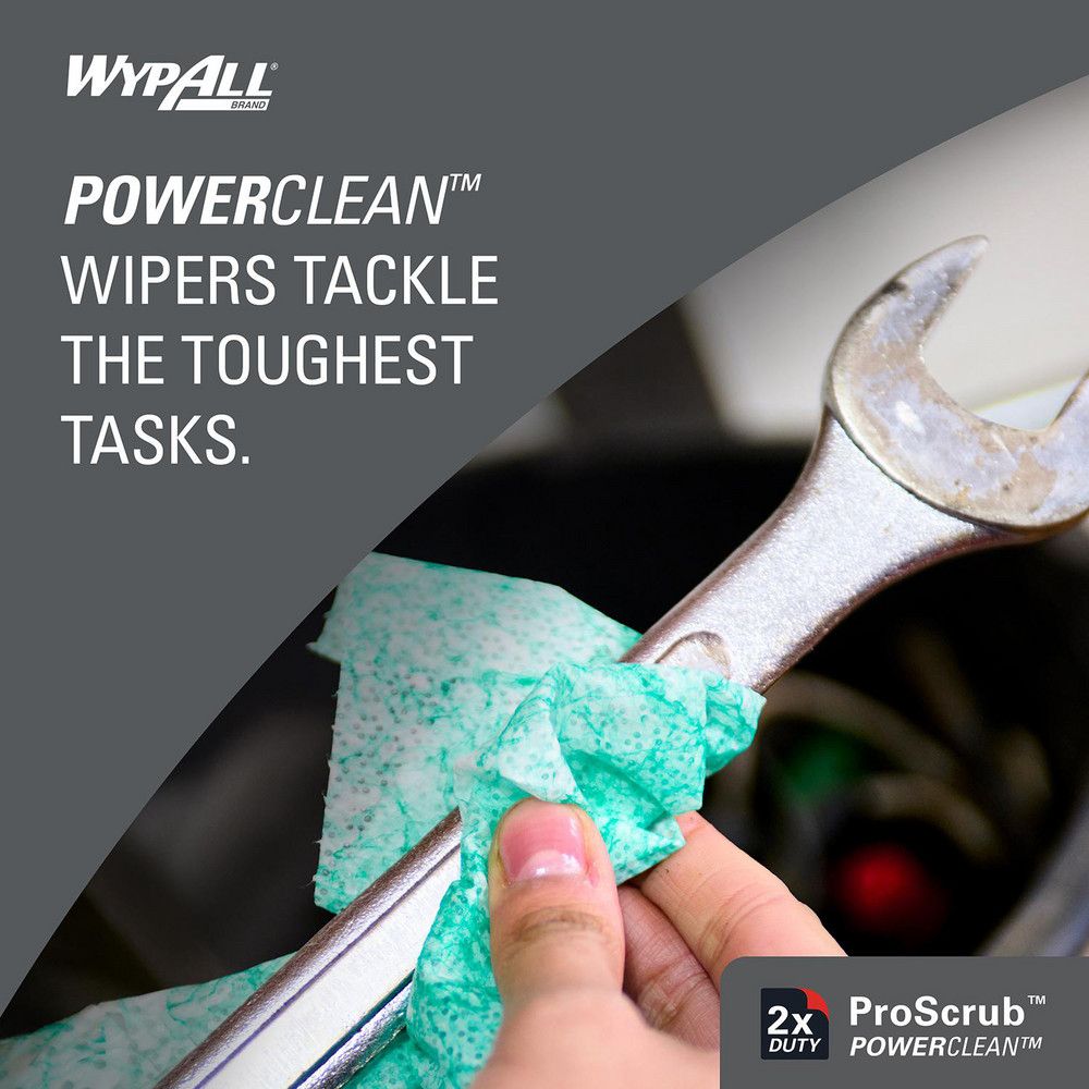 WypAll PowerClean ProScrub Heavy Duty Wet Towels, Dual Action Cleaning, Large 9.5" x 12" Wipes, Bucket Included - 91371