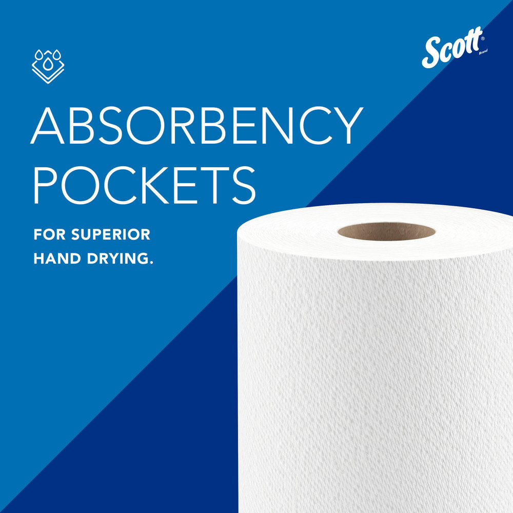 Scott Kitchen Paper Towels (41482), with Fast-Drying Absorbency Pockets™, White, Perforated Standard Paper Towel Rolls - 41482
