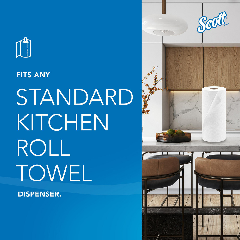 Scott Kitchen Paper Towels (41482), with Fast-Drying Absorbency Pockets™, White, Perforated Standard Paper Towel Rolls - 41482
