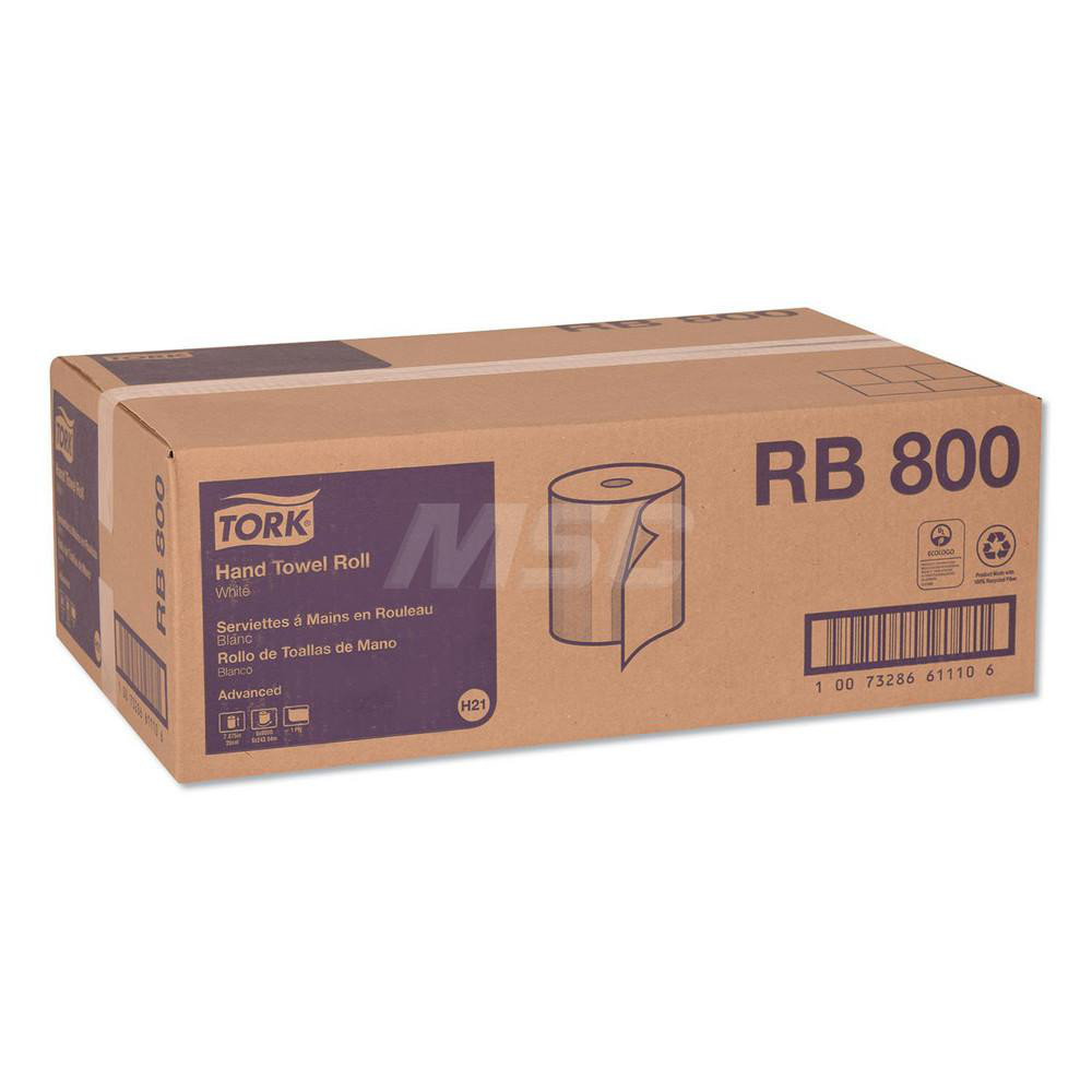 Tork Paper Towels: Hard Roll, Roll, 1 Ply, Recycled Fiber, White - TRKRB800