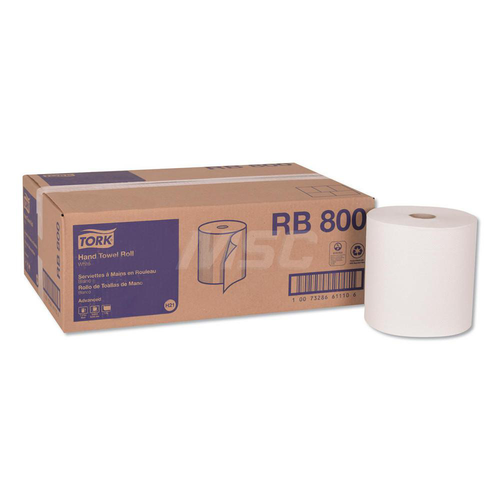 Tork Paper Towels: Hard Roll, Roll, 1 Ply, Recycled Fiber, White - TRKRB800