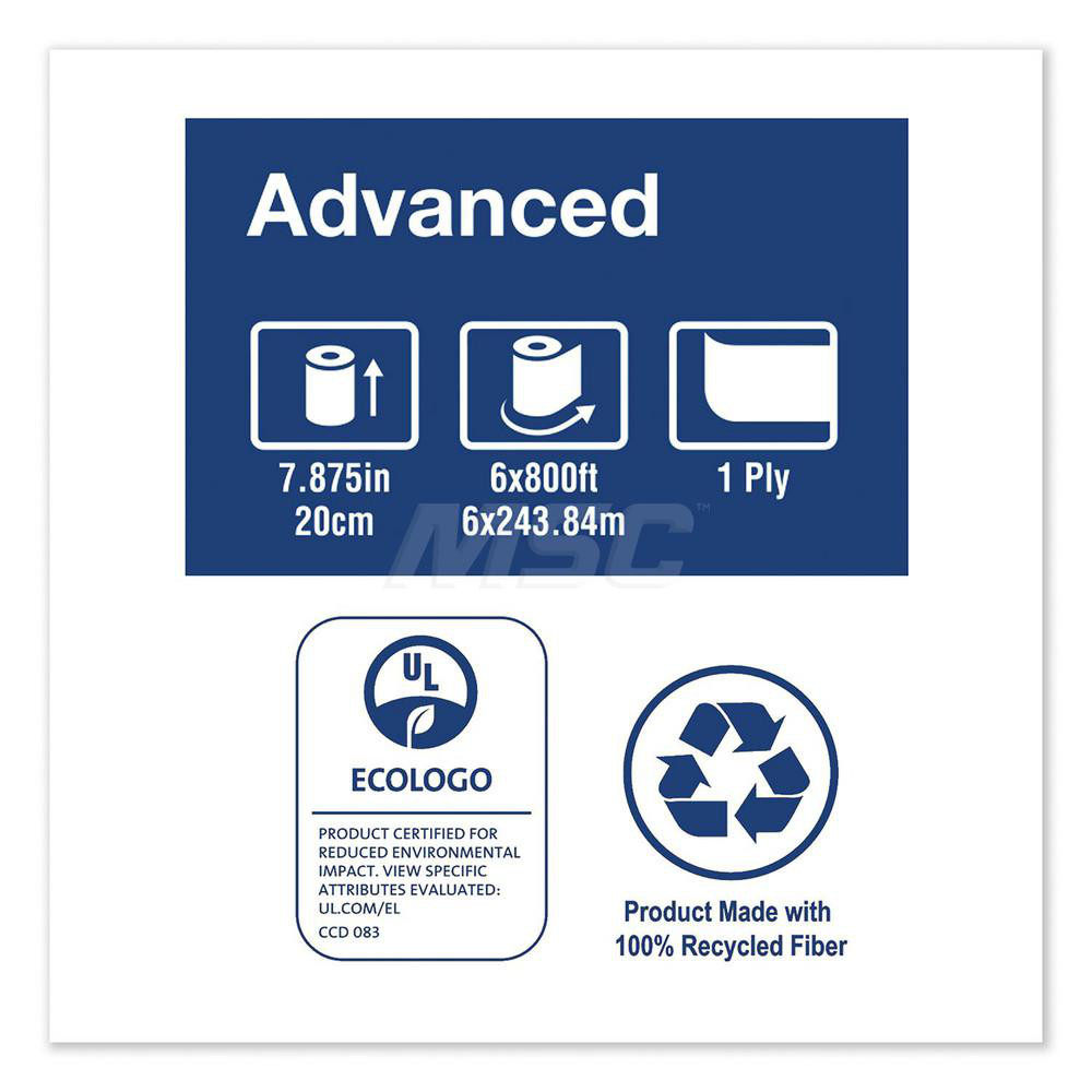 Tork Paper Towels: Hard Roll, Roll, 1 Ply, Recycled Fiber, White - TRKRB800