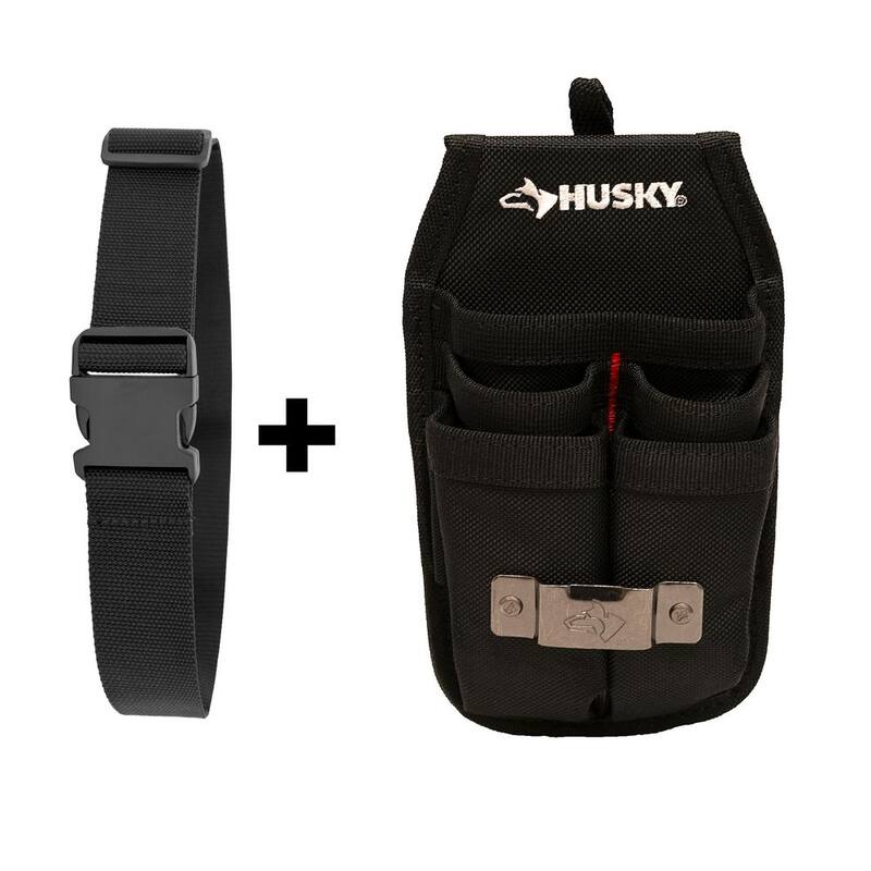 Husky 2 in. Quick Release Work Tool Belt with 5.5 in. 4-Barrel Tool Belt Pouch - HD00131-TH-BD