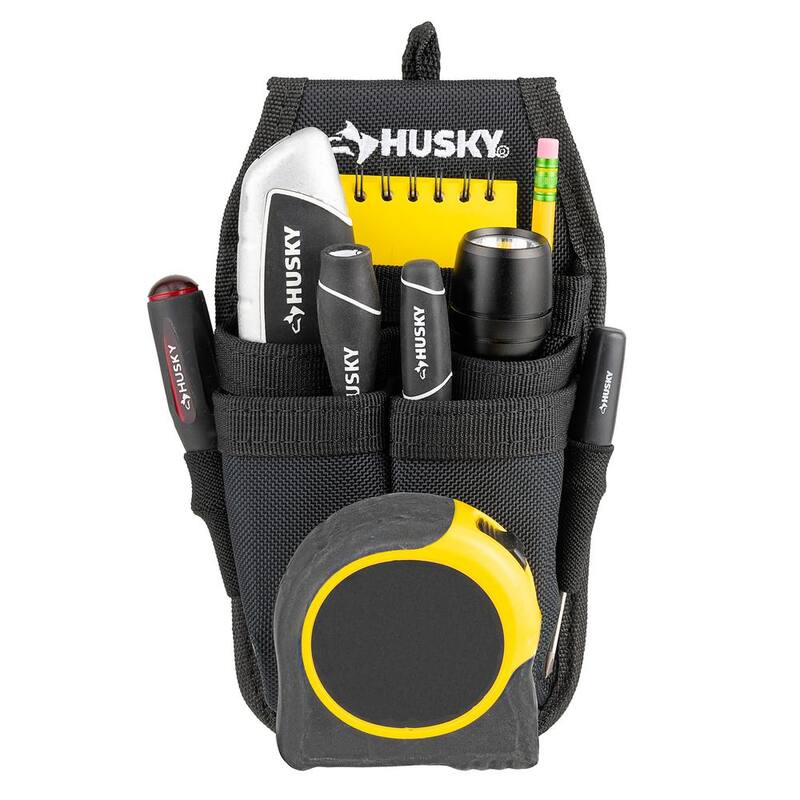 Husky 2 in. Quick Release Work Tool Belt with 5.5 in. 4-Barrel Tool Belt Pouch - HD00131-TH-BD