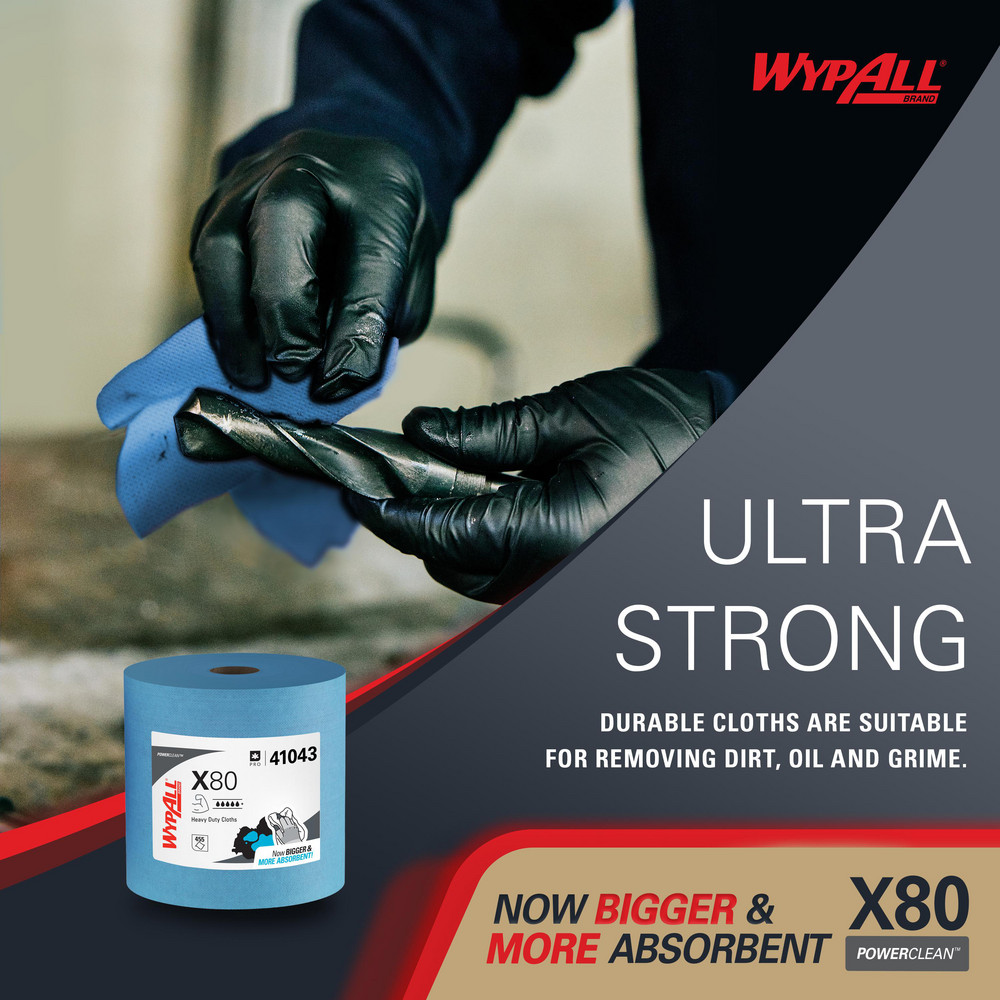 WypAll X80   Shop Towel/Industrial Wipes: Dry, 455 Ct - 41043