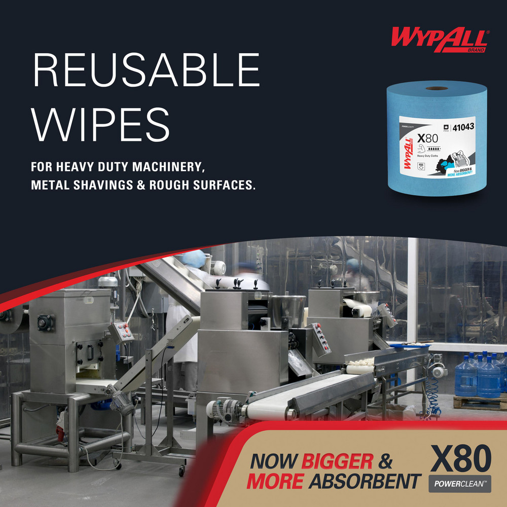 WypAll X80   Shop Towel/Industrial Wipes: Dry, 455 Ct - 41043